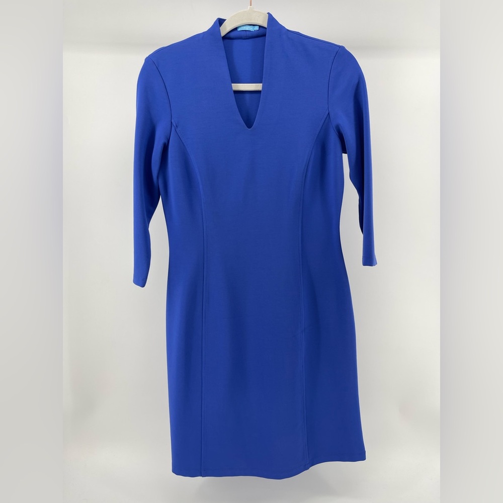 J. McLaughlin Royal Blue V-Neck Stretch Knit Sheath Dress, Women's Small
